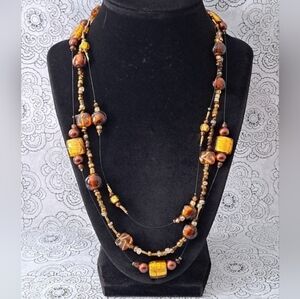 Boho Style Multi-Strand Beaded Necklace.